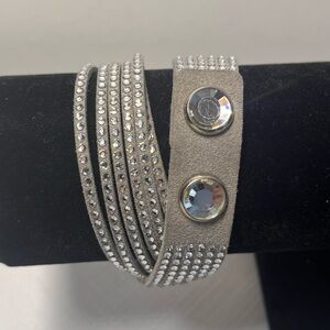 Swarovski Silver Crystal Studded Bracelet. Double wrap.